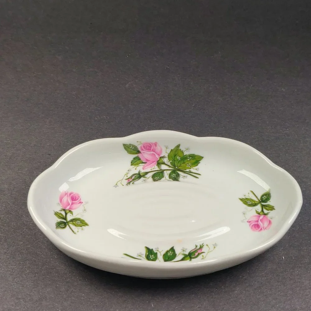 Vintage French Champs Elysées Paris Porcelain Soap Dish Floral 50s/60s